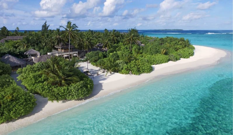 Six Senses Laamu-Two Bedroom Ocean Beach Pool Villa Aerial view_7134